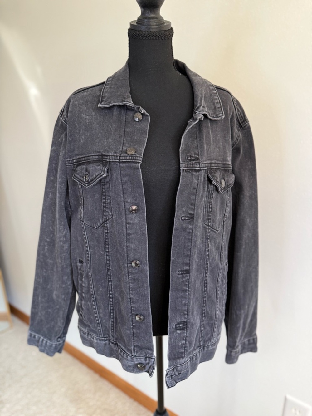 Black Denim Pop Art Graphic Jacket Ice Cream Statement Large - Picture 2 of 7